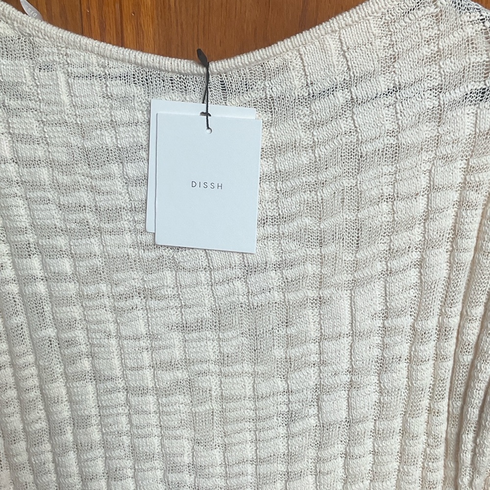 DISSH Cream Knit Maxi Dress. NWT. All Cotton. Left Side Slit. Fits as US8 - Picture 7 of 10